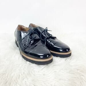 Franco Sarto US 8M Womens Black Cyber Patent Leather Lace Up Derby Dress Shoes